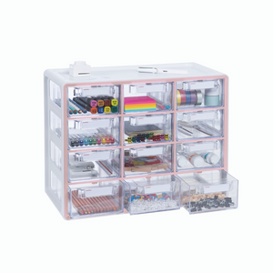 SYSMAX Organizador con 12 Cajones para Escritorio Rosa