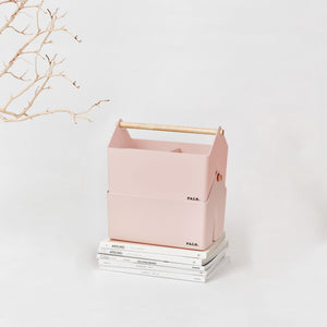 Litem Set de 2 Canastas con Asa de Madera Rosa